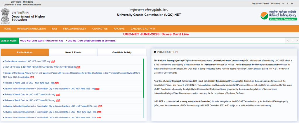 UGC NET June 2025 Scorecard Released