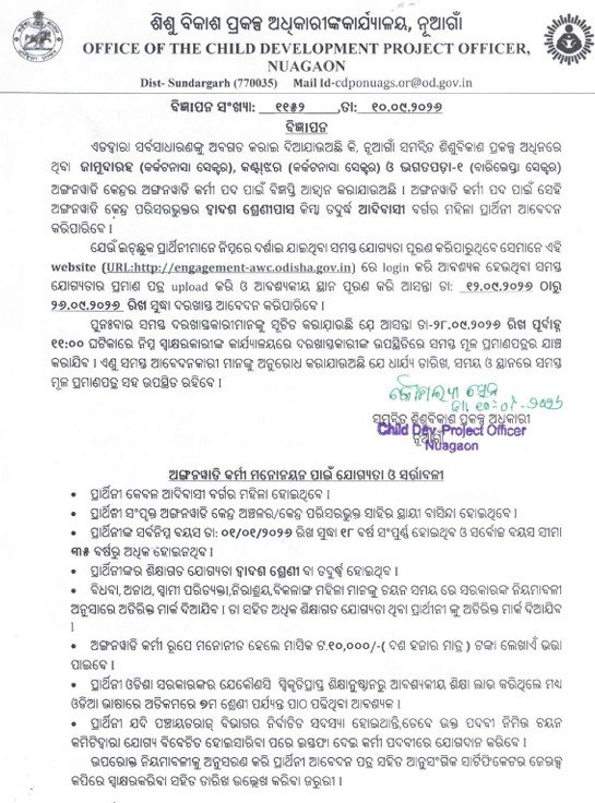 Sundargarh AWW Recruitment