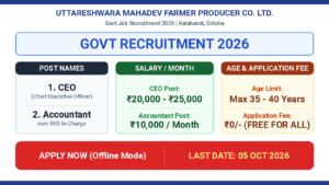 Uttareswar Mahadev FPC Recruitment 2026