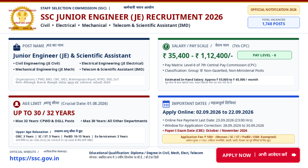 SSC JE Recruitment 2026