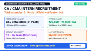 NPCIL CA CMA Intern Recruitment 2026